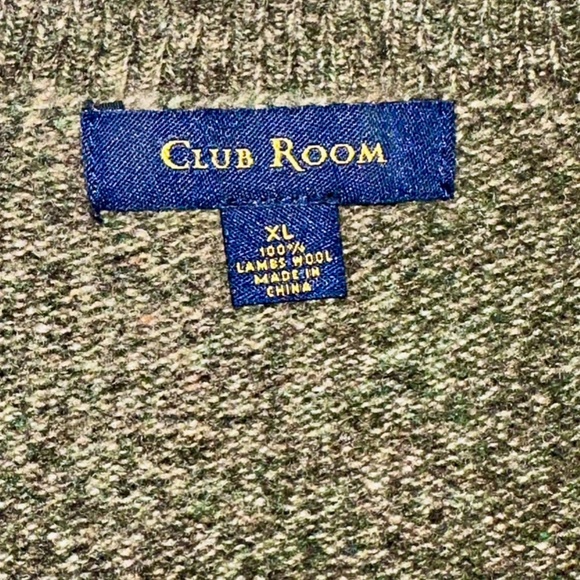 NEW! Club Room 100% Lambswool Pullover Sweater V Neck Moss Green Mens SZ XL - Picture 5 of 5